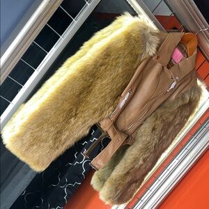 NWT Rare Authentic Azalea Wang Moto Jacket – Brown with Tan Faux Fur Sleeves